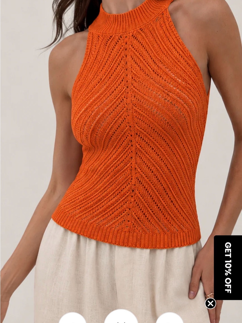Sleeveless Knit Halter Top - Orange